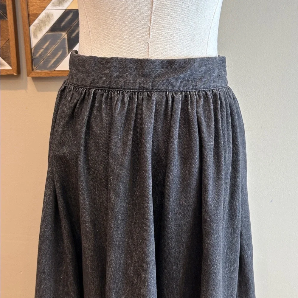 Vintage Ralph Lauren Blue Label 80s Black Denim Tiered Peasant Maxi Skirt sz 10 - Picture 10 of 15